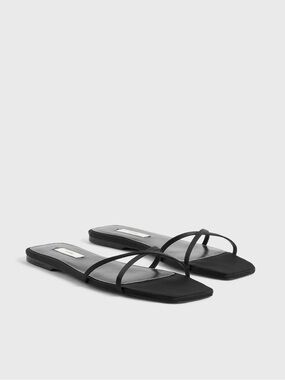 Satin crossover slides black